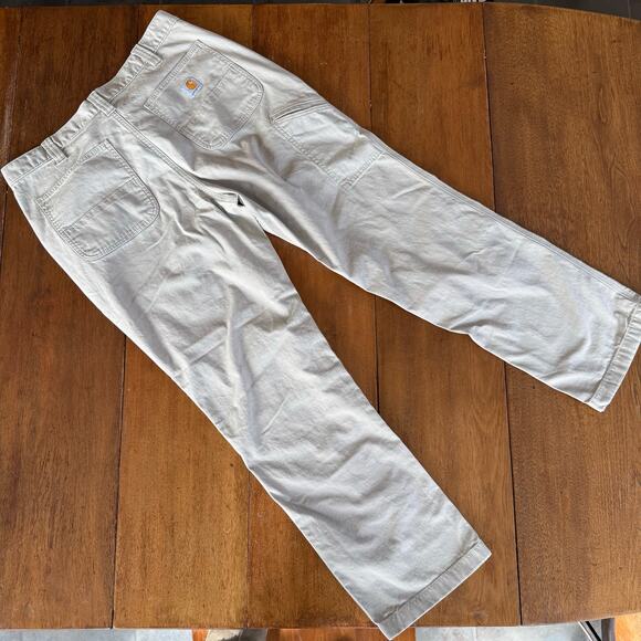Carhartt Rugged Flex Relaxed Fit Canvas Work Pants Tan Khaki Mens 36x32 Workwear - Picture 9 of 14